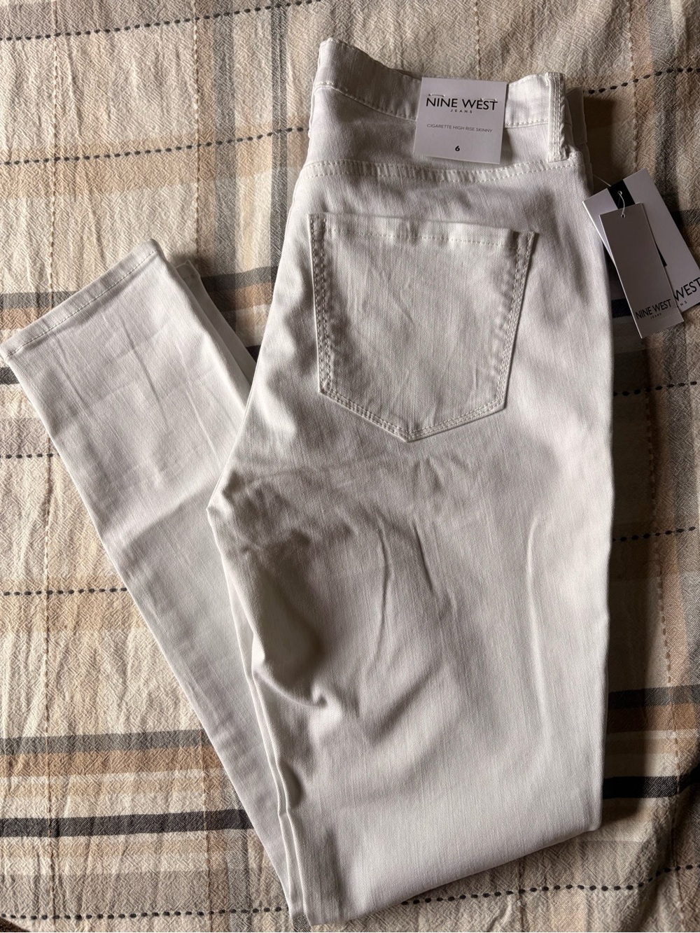 Nine West Women's White Cigarette High Rise Skinny Jeans Pant Size Women’s 6 NWT
